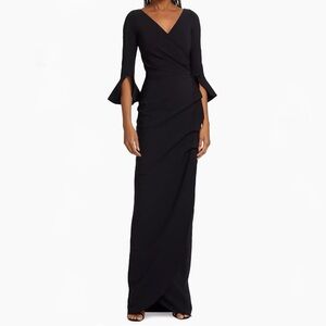 New Chiara Boni La Petite Robe Zalfa Ruched Gown in Black Size 38 IT / 2 US